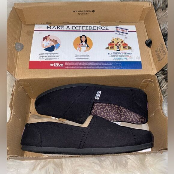 Skechers BOBS Peace & Love Black Canvas Slip-On Shoes Womens Size 9.5/39.5U wide - Picture 10 of 11